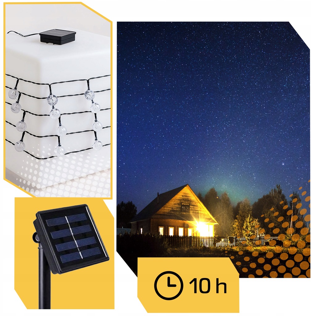 GIRLANDA SOLARNA OGRODOWA LAMPKI SOLARNE 50 ŻARÓWEK LED NA BALKON 7 metrów Marka Lewer